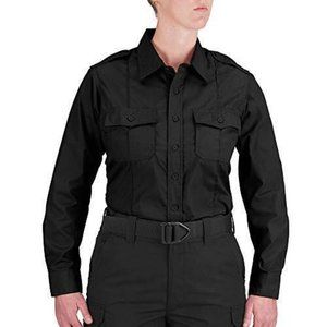 Propper Women's Long Sleeve Duty Button Shirt, Black, Size 4XL